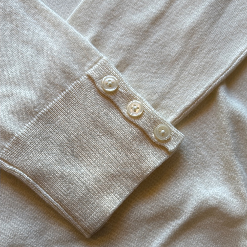 Cream Talbots Turtleneck Sweater with Button-Detail Sleeves NWT - Picture 3 of 7
